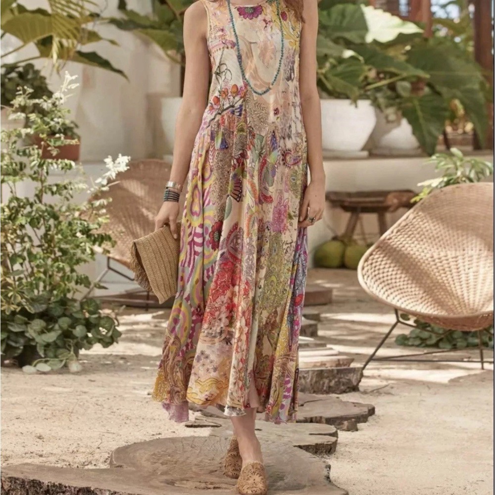 Johnny Was "Alyssa" Maxi Dress Size Large Floral New Boho Flowy Sleeveless